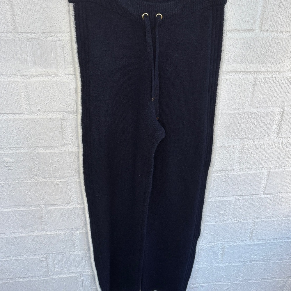 River Island Lounge Striped Wide Leg Navy Drawstring Pants sz XS